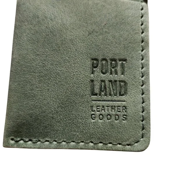 Portland Leather Minimalist Wallet Sage Green Brushed Leather Limited Color - Picture 2 of 3